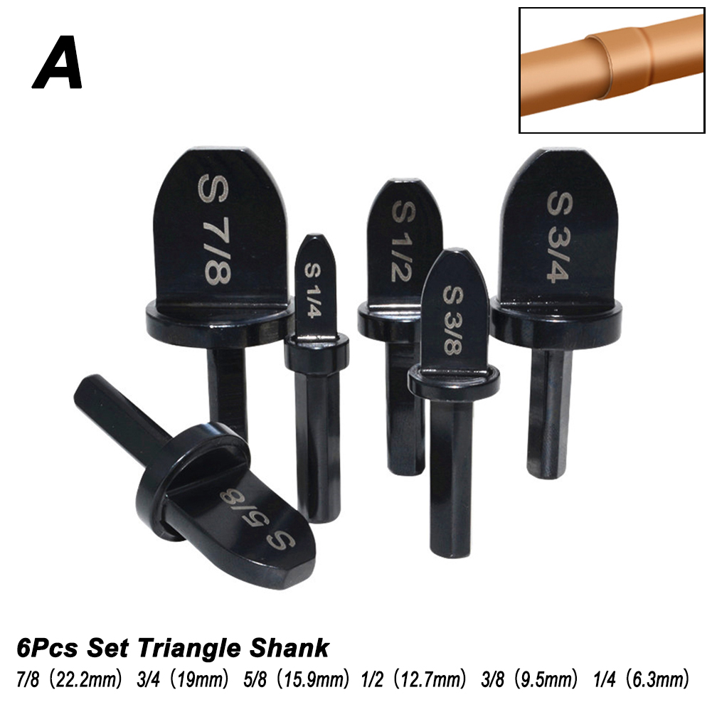 Pipe Expander Copper Tube Swaging Tools For Air Conditioner Refrigerator Flaring Takeover Tool Set Triangle Hex Shank Repair Kit: A 6Pcs Triangle