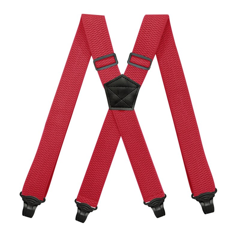Deepeel-tirantes elásticos ajustables para hombre y adulto, suspensorio DE TRABAJO ancho con 4 clips, 3,5X120cm, 1 unidad: Red-120cm