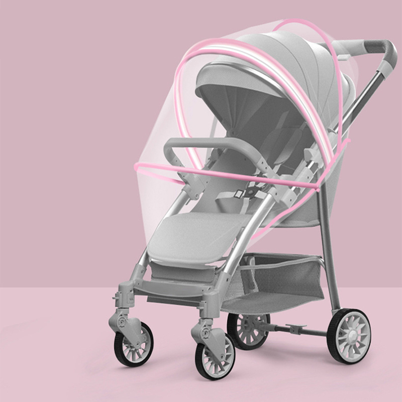 Universele kinderhandkar met volledig gezicht, muggenbestendige hoes, gecodeerd gaas voor baby's en jonge kinderen, BB-paraplu autozon: Goud