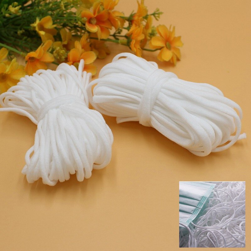 Banda elástica para mascarilla, banda de goma para colgar en la oreja, accesorios DIY, 3/5mm, 5/10/30m/paquete