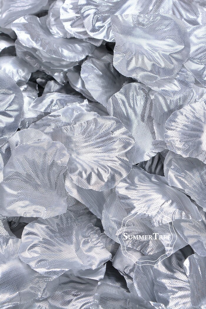 100 Stks/pak Zijden Rozenblaadjes Tafel Confetti Kunstbloem Baby Douche Ambachten Bruiloft Benodigdheden Party Kerst Venue Decor: Silver