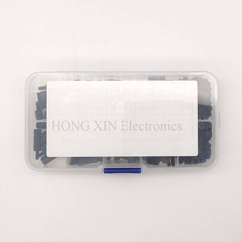 240Pcs M2.5 Black Male-Female Hex Nylon Spacers PCB Threaded Screws nuts Bolt Assortment kit set Standoff Box