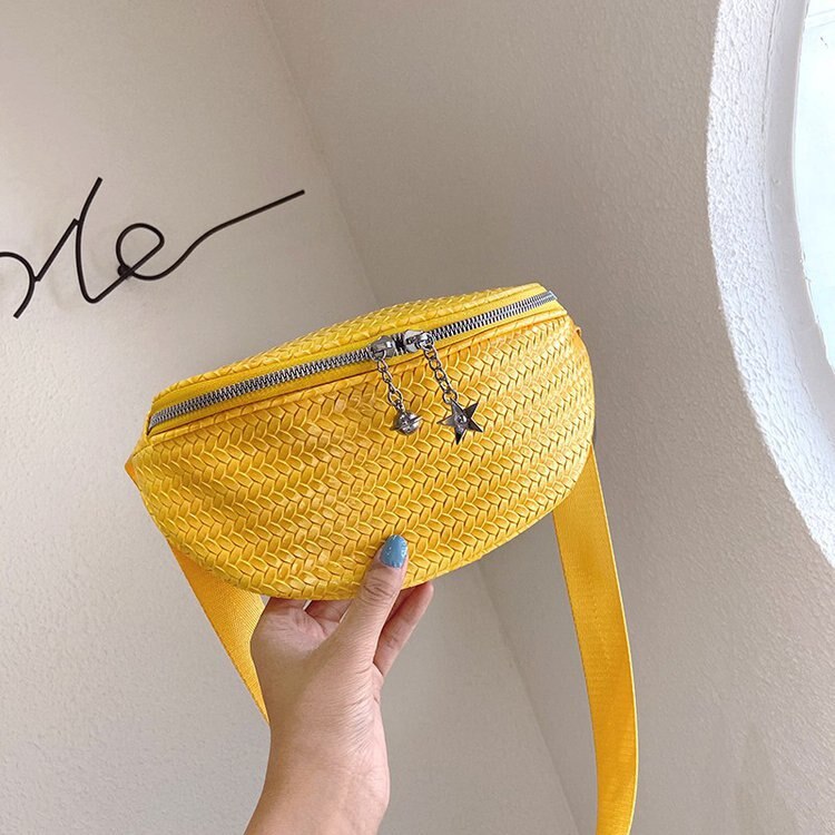 bag woven chest bag ladies casual waist bag Shoulder bagHandbags for Women's Phone bag Small Female handbags: Yellow