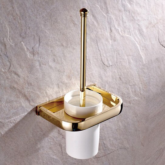 Luxe Goud Kleur Messing Moden Badkamer Accessoires Wandmontage Badkamer Hardware Sets Handdoek Bar LJ019: Toilet Brush Holder