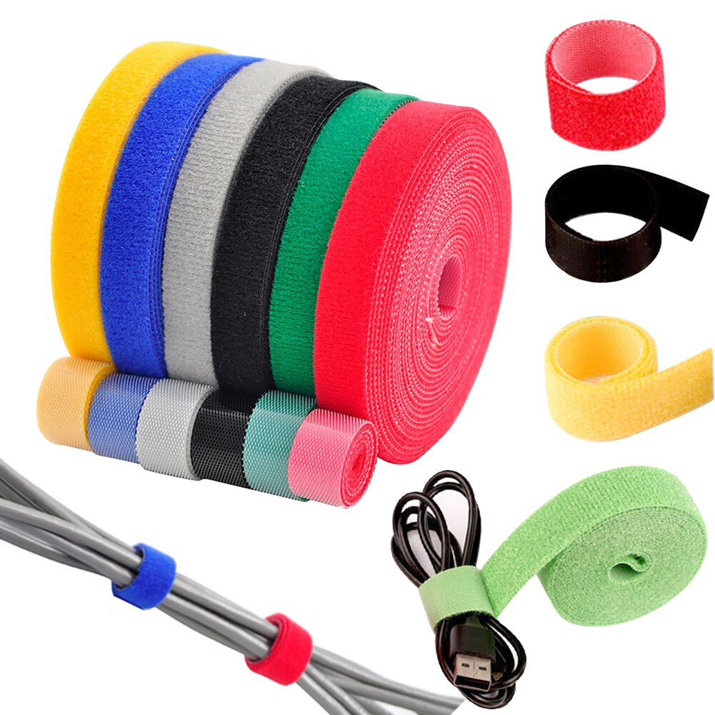 Herbruikbare 5M/Roll Kleur Kabel Zelfklevende Sluiting Tape Sterke Haken Draad Organisator Loop Tie Magic Tape Diy accessoires