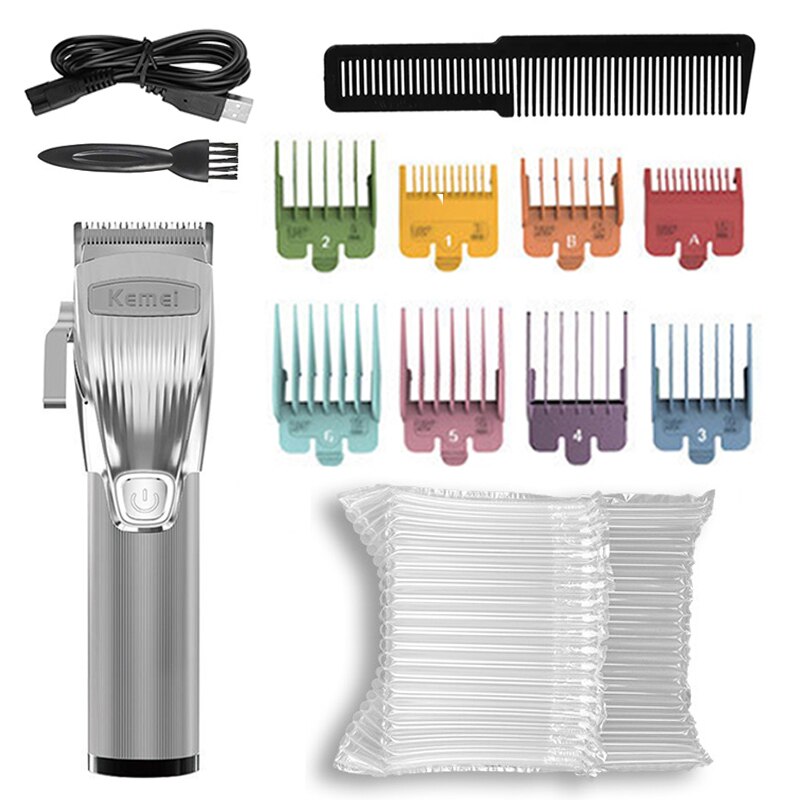 Rechargeable 100-240v hair trimmer electric hair clipper for men cordless hair cutter machine fading blending: with bubble bag