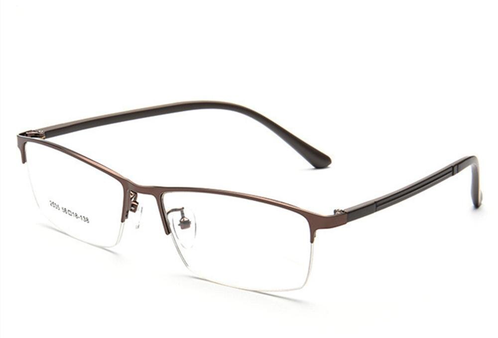 Myopia Glasses Frame Steel Plate Half-rim Glasses-computer Eyeglasses Frames Frame Eyewear Male: C4 Brown