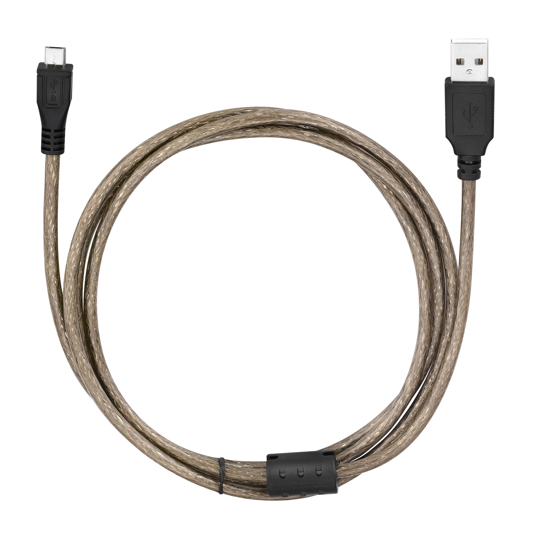 Bochara USB 2.0 Micro Data Cable USB-A to Mirco-B Dual Shielding(Foil+Braided) Transparent Black 1.5m 3m 5m 10m