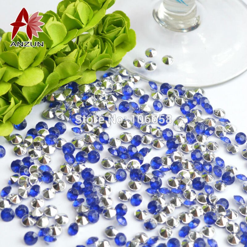 1000 st 4.5 mm bröllopsfest dekoration diamant konfetti bord scatters dekoration akryl kristaller blå med silver: Silverblå