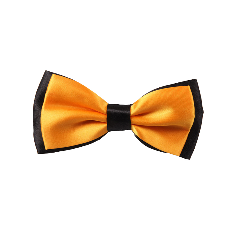 Adult Bowtie Classic Man Wedding Party Formal Satin Silk Multicolor Adjust Neck Bow tie style Clip-On: Golden Yellow