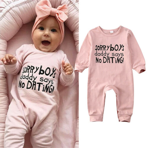 0-24M Newborn Baby Girls Boys Romper Letter Print Long Sleeve Autumn Winter Jumpsuits Clothes Outfits