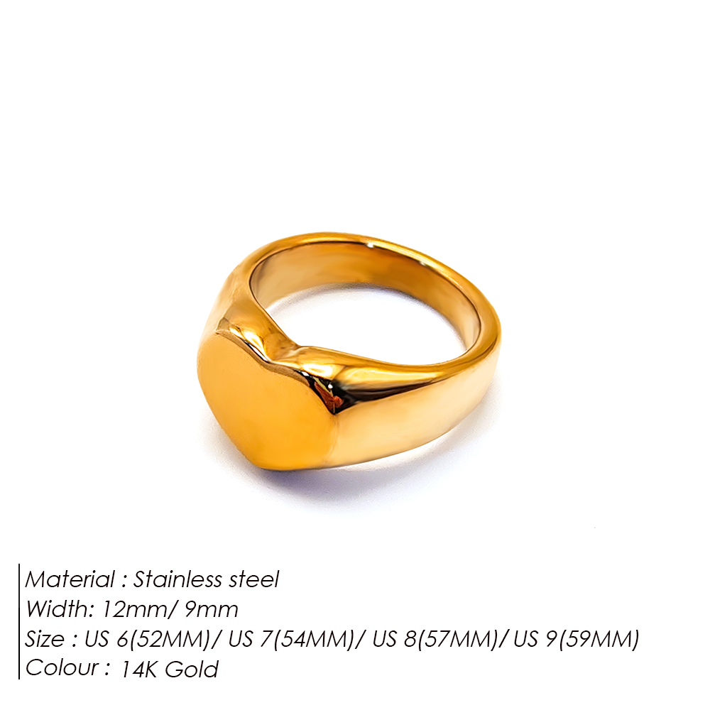 EManco Anillo redondo minimalista de acero inoxidable estilo punk Anillos de mujer chapados en oro para fiestas y festivales: 8 / Gris