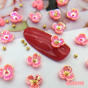 50 unids/lote de adornos de flores de fantasía para manicura, adornos de 3,5 pétalos de lavanda mate, Aurora, dijes para decoración de uñas, 6-10: 6-7
