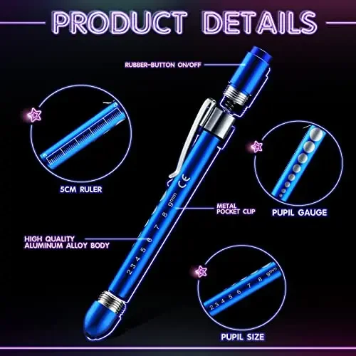 Mini linternas con luz LED, linterna médica, linterna de bolsillo, linterna pequeña para comprobar enfermeras y médicos