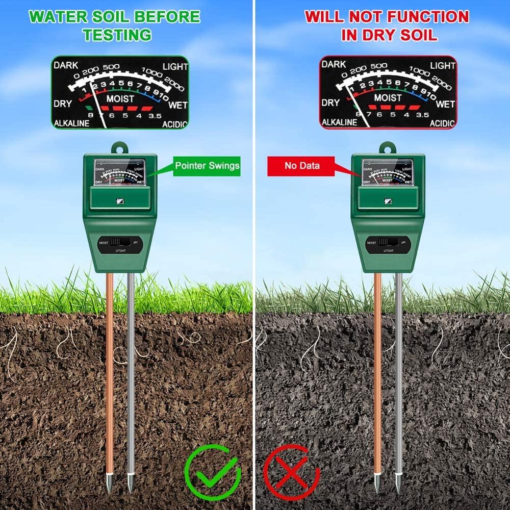 Soil Moisture Meter Plant Test - 3-in-1 Soil Test Kits Moisture/Light/pH Meter for Garden Farm Lawn Planting Hygrometer