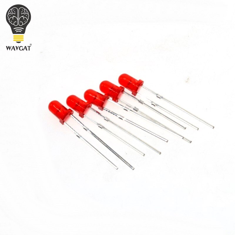 WAVGAT Red F3 3mm LED Red light emitting diode 1000PCS Red light-emitting Red turn Red