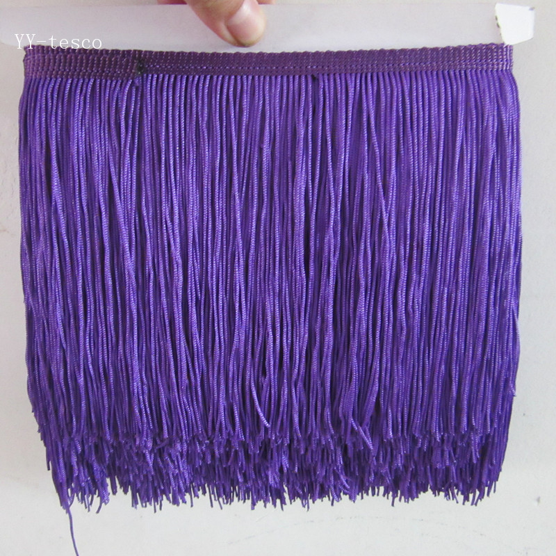 1Yard 15cm Wide Pink Lace Fringe Trim Tassel Fringe Trimming For Latin Dress Stage Clothes Accessories Lace Ribbon Tassel: purple