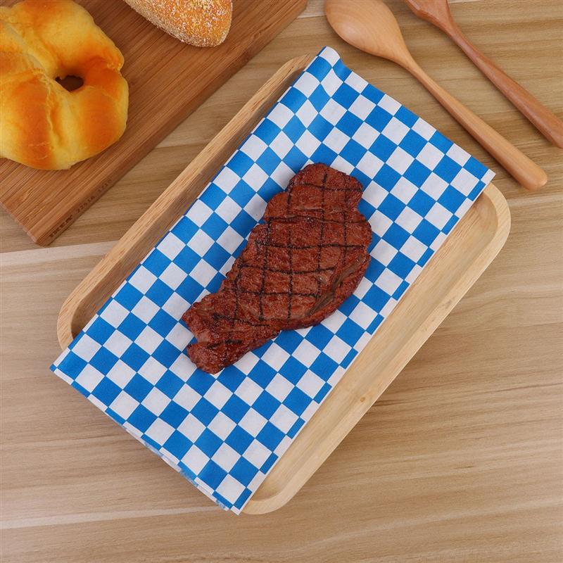 100pcs Plaid Pattern Pizza Oil Paper Fried Food Grease-proof Paper Hamburger Wrappers