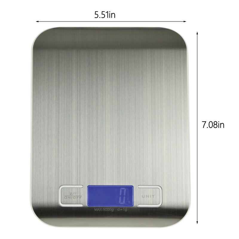 VOGVIGO 5kg / 1g black gray digital kitchen scale electronic liquid crystal display balance scale food weight: Silver