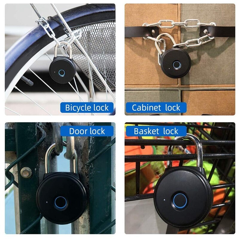 -Fingerprint Padlock Smart Bluetooth Phone APP Lock Security Door Lock Outdoor Door Padlock Line