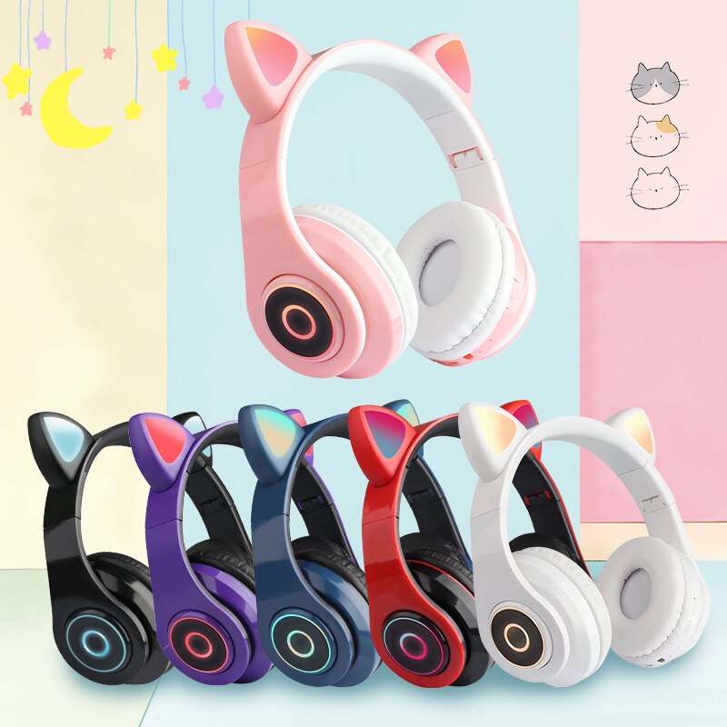 Caridite Bluetooth Headband Headphones - Wireless Hifi Headset with Mic, LED Lights, Memory Foam