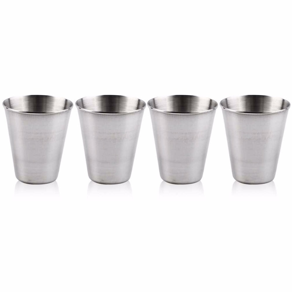PREUP-Mug en acier inoxydable pliable, pour Camping en plein air, randonnée, thé, café, bière, lot de 4 pièces