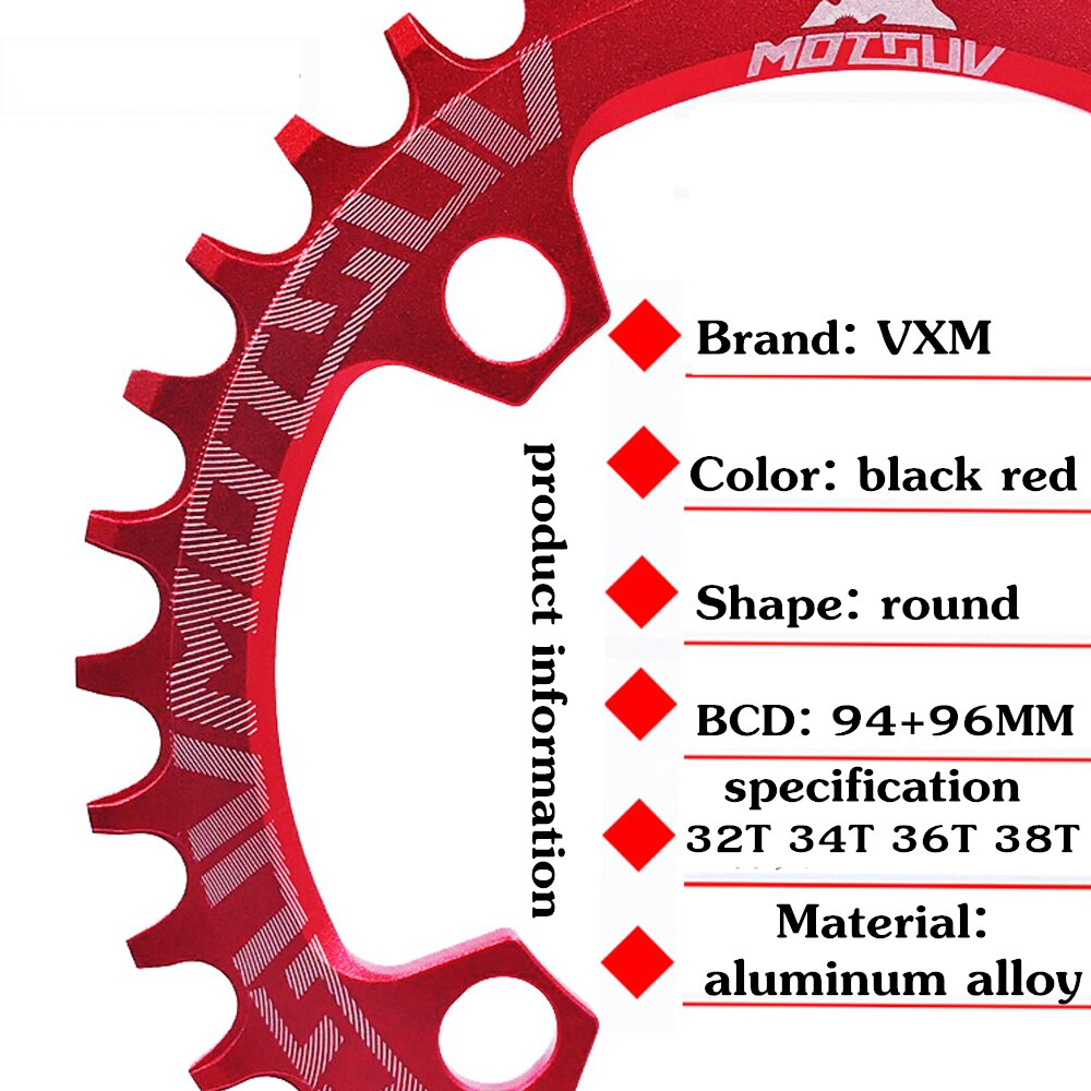 Motsuv round 94+96mm 94 bcd /96 bcd 32/34/36/38t mtb mountainbike chainring for alivio m4000 m4050 nx gx x1 crank cykeldele