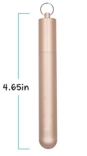 Metal Reusable Collapsible Foldable Straw with Case Keychain Stainless Steel Metallic Portable Telescopic Drinking Straw: Vintage Rose