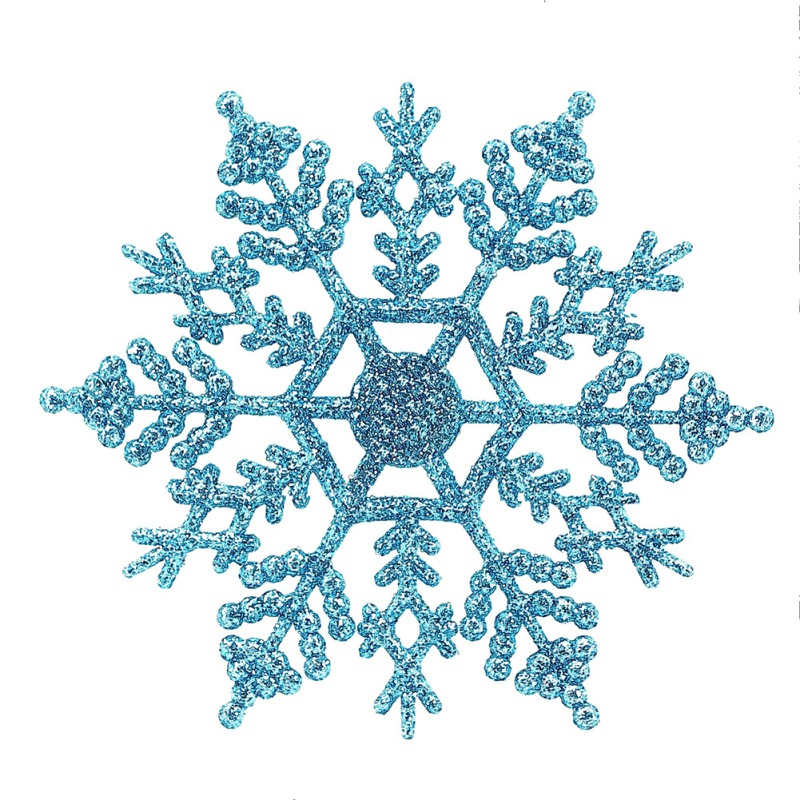 12 pièces/ensemble paillettes scintillantes flocon de neige ornements de noël guirlande de cintre d'arbre de noël faisant des décorations de noël: Light Blue