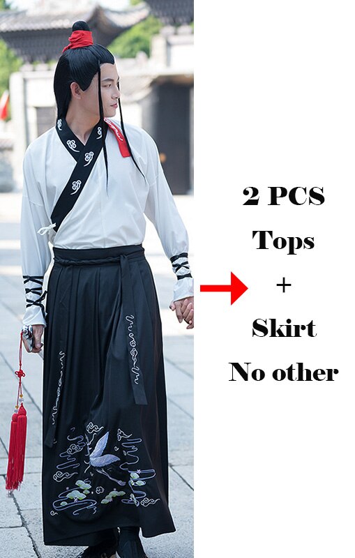 Borduurwerk Hanfu Traditionele Dans Kostuums Vrouwen Mannen Folk Festival Outfit Crane Fee Jurk Rave Prestaties Kleding DC3453: Black suit / M