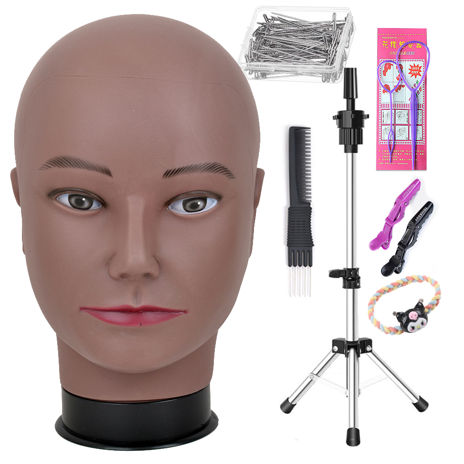 Mannequin Head With T-pin Wig Cap Tripod For Women Making Wig Hat Glasses Mask Display Cosmetology Manikin Head Makeup Practice: army green