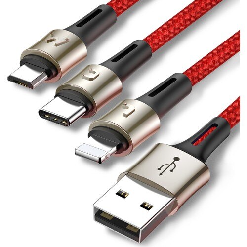 Baseus Zorgzame Touch Serie 3 In1 Multi Data En Oplader Kabel-Rood