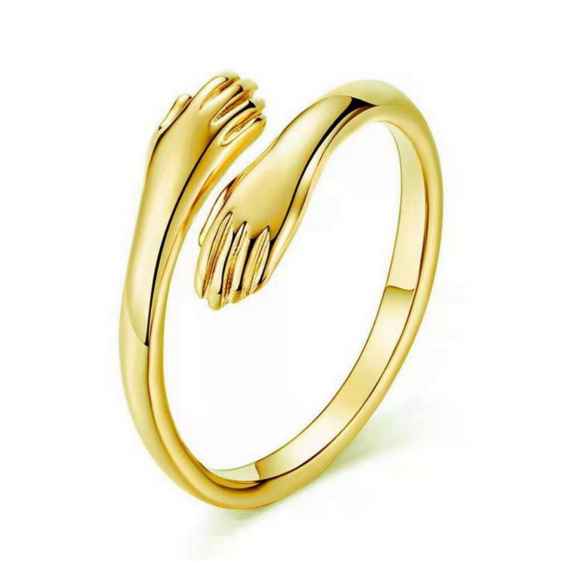 Mode Hand Knuffel Vinger Palm Opening Ringen Voor Mannen Vrouwen Paar Sieraden Zilver Kleur Verstelbare Partij Daily Accessoires: Hug Ring 2
