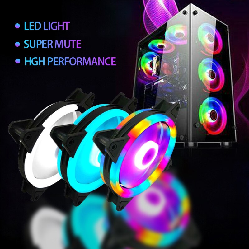 12CM 15LED 120mm PC Computer Super Mute LED Case Fan Cool LED Dual Aperture Computer Case Cooling High Performance Cooler