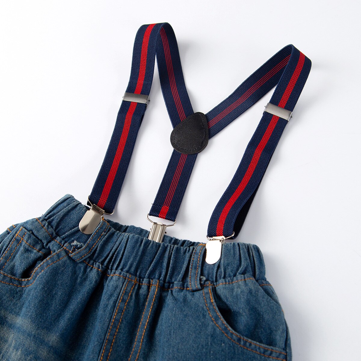 pudcoco Boy's Suspender Long Denin Pants Ripped Jeans Long Trousers for 1-6Y Boys of Spring and Fall Wear