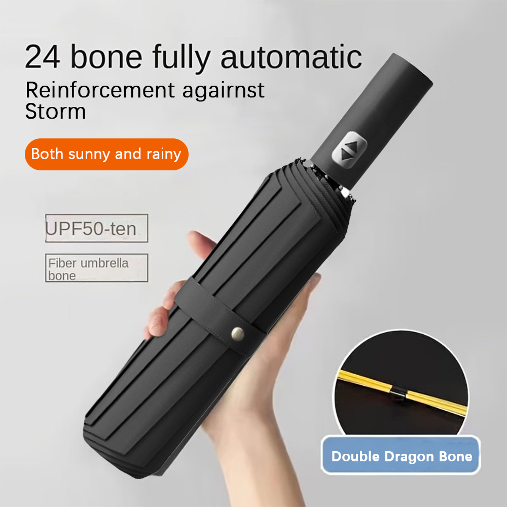 Automatischer Faltschirm mit 24-Knochen, winddichter Sonnenschirm, Regenschirm für Herren und Damen, luxuriöser Geschäft-Regenschirm, Sonnenschirm cmc