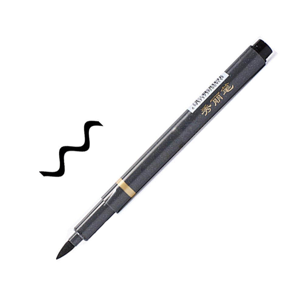 Umitive-pluma de tinta de caligrafía negra de 3 tamaños para principiantes, rotuladores de pincel rellenables para escritura y firma, suministros de oficina: 1.0mm