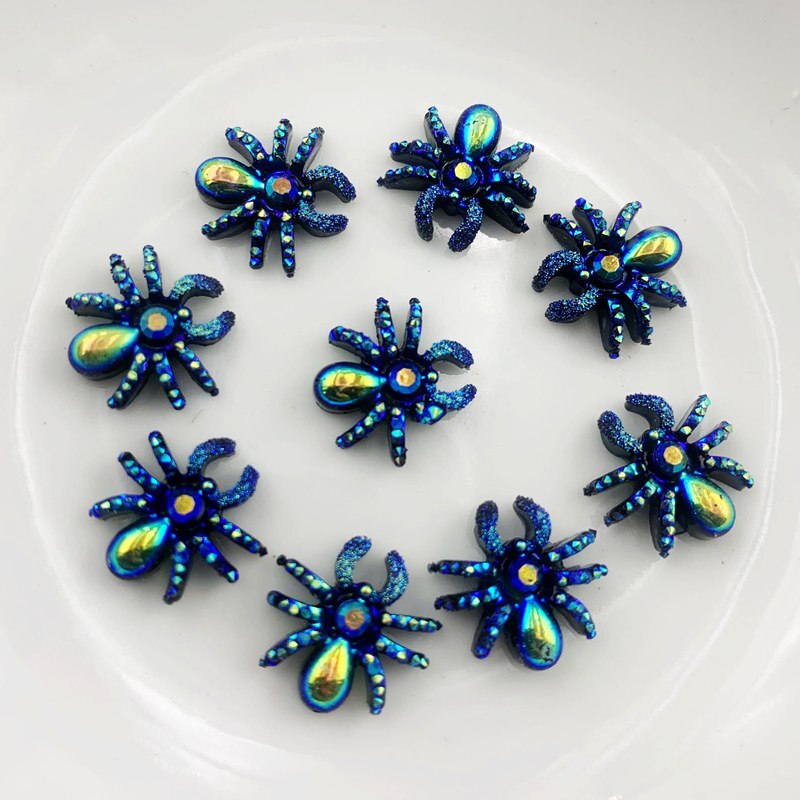 30Pcs Resin Spider Diy Decoratie Ab/Wit Rhinestone Spider Armour Sieraden Voor Oorbel Decoratie: 0-B585