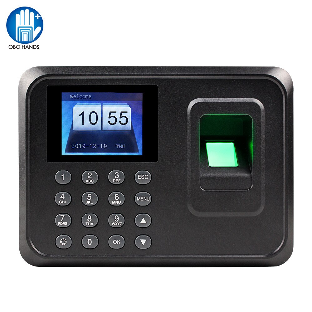 2.4inch USB Biometric RFID Fingerprint Attendance Time Clock Recorder Employee Electronic Card Reader Machine A6