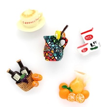 Magnetic refrigerator stick Mosaic juice cup milk coffee cup orange juice bottle red wine basket 3d fridge magnets refrigerator