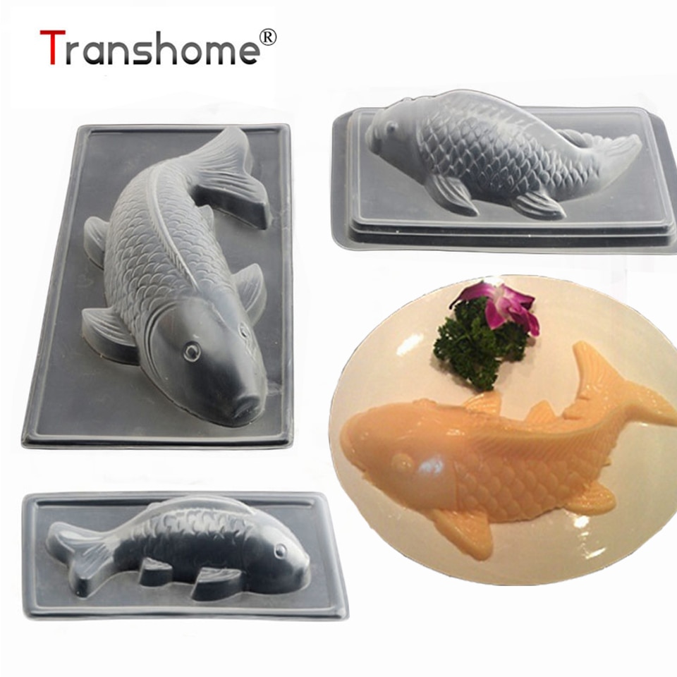 Transhome 1Pcs Carp Shaped Rice Cake Mold Silicone Fish Pudding Molds Large Medium Small Sizes Baking Tools Decorating