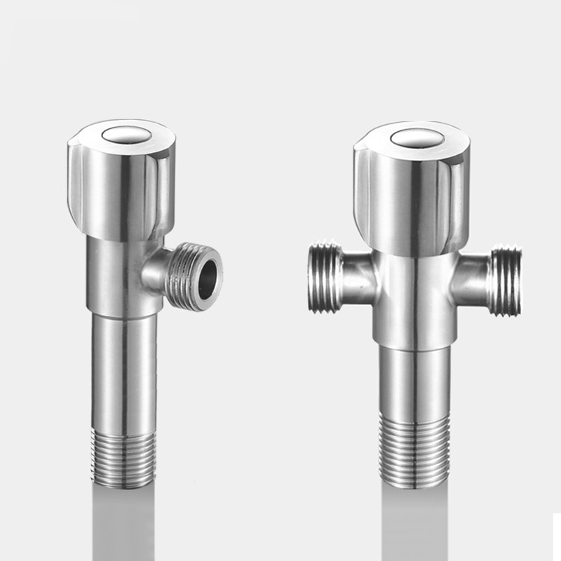 Stainless Steel Angle Valve Bathroom Faucet Water Valve Kitchen Diverter Valve Connector for Toilet Sink Basin Water Heater Tool