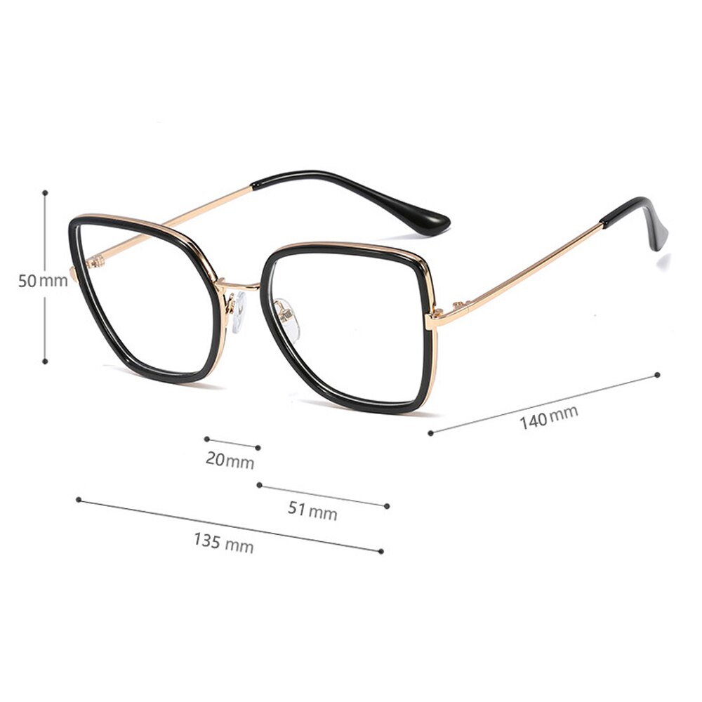 Peekaboo tr90 big glasses cat eye square clear lens pink woman eyeglasses prescription metal gold for ladies
