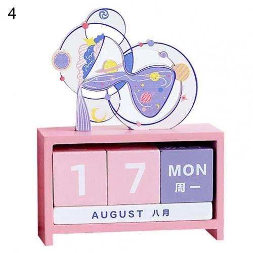 Mond- Kalender Holz ewig Kalender Wiederverwendbare Dekorative empfindlich Monat Anzahl Blöcke Kalender Dekor: 4