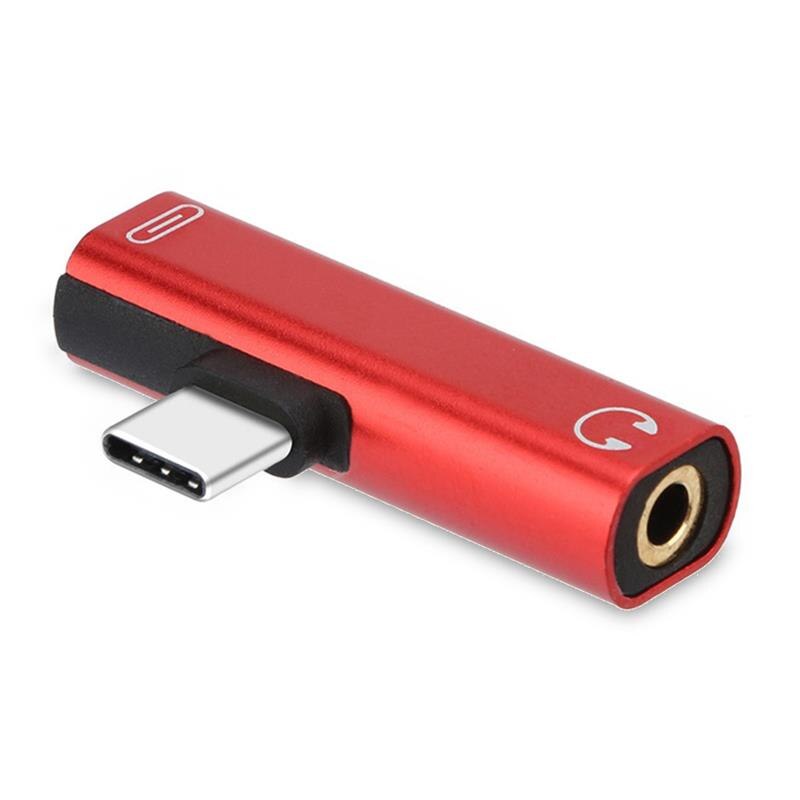 2 In 1 Dual-Port T-Vormige Hoofdtelefoon Adapter Telefoon Audio Splitter Voor Iphone 12 Voor Samsung S21 huawei Audio Dispenser Accessorie: Red