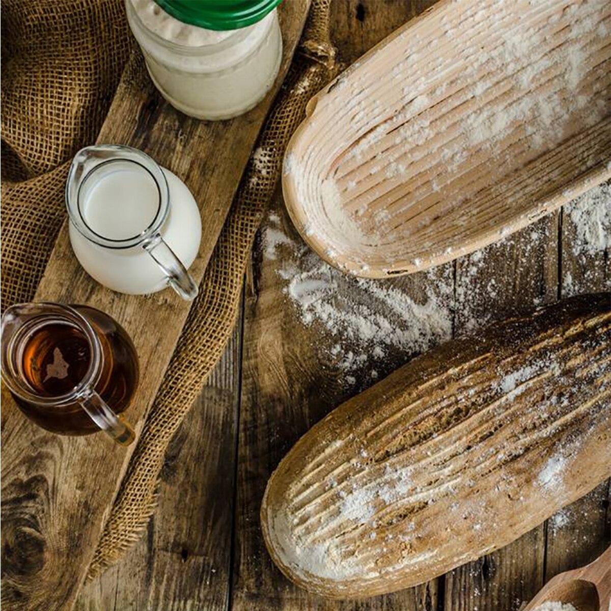 Oval/Round Rattan Bread Proofing Basket With Cover Sourdough Proving Basket Bread Rising Baskets Bakery/Cafe Sales
