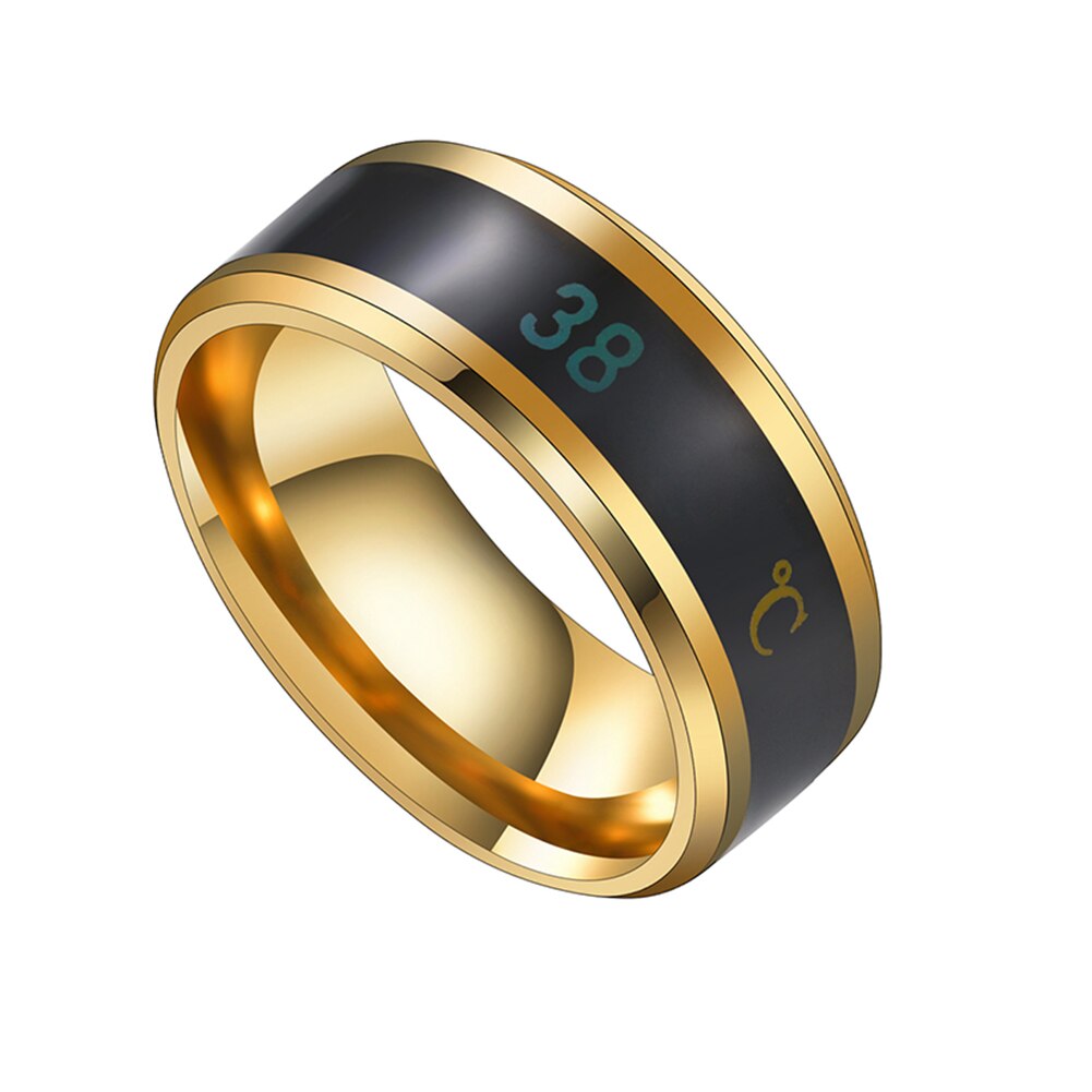 Temperature Ring Titanium Steel Mood Emotion Feeling Intelligent Temperature Sensitive Rings for Women Men Waterproof Jewelry: US 8 Gold