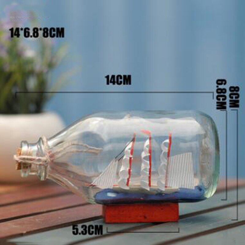 Mini bateau de Pirate à voile de 6 styles, petit bateau en bois liège verre dérive bouteille de souhait, flacon de charme, de saint valentin, décoration de la maison: plum