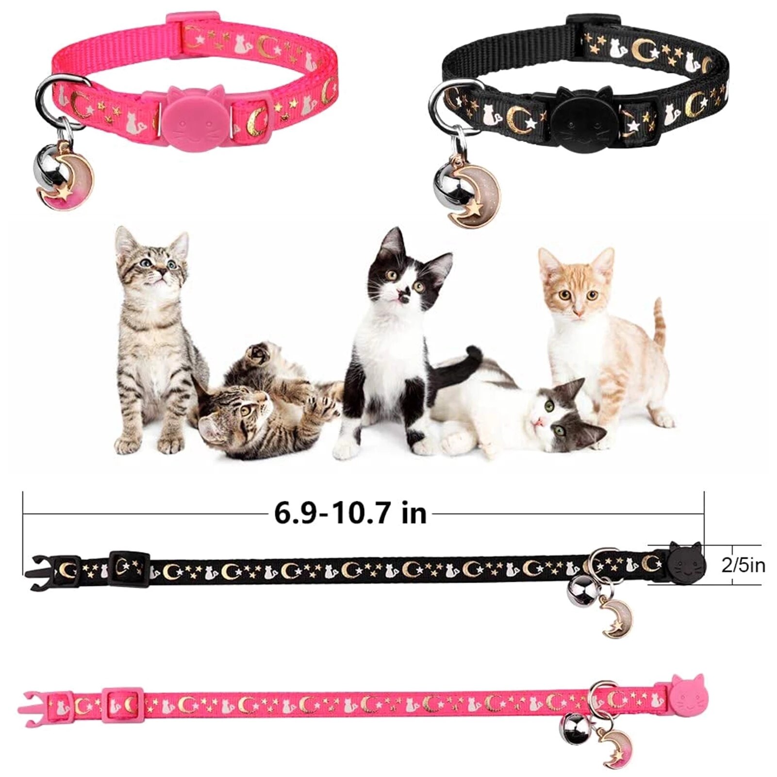 Kimi Leuke Kat Halsband Voor Katten Sterren En Maan Gedrukt Met Hanger Verstelbare Kat Ketting Voor Puppy Kleine Honden Kat accessoires