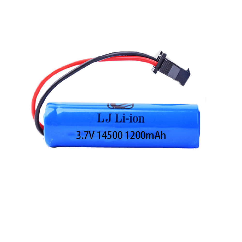 3.7V 1200mAh Batterij 14500 en oplader Voor C2 D828 RC Stunt Dump Auto Speelgoed Accessoire 3.7V 14500 Li-ion batterij met SM-2P Plug: YELLOW